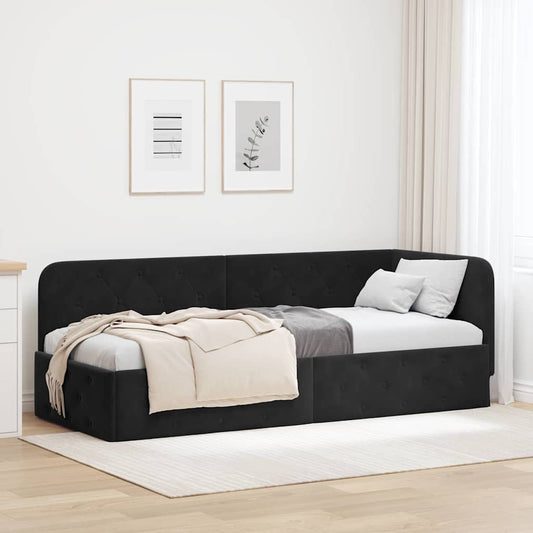 Hoekbedframe Zwart 80 x 200 cm Fluweel is nu te koop bij PeponiXL, paradijselijk wonen!