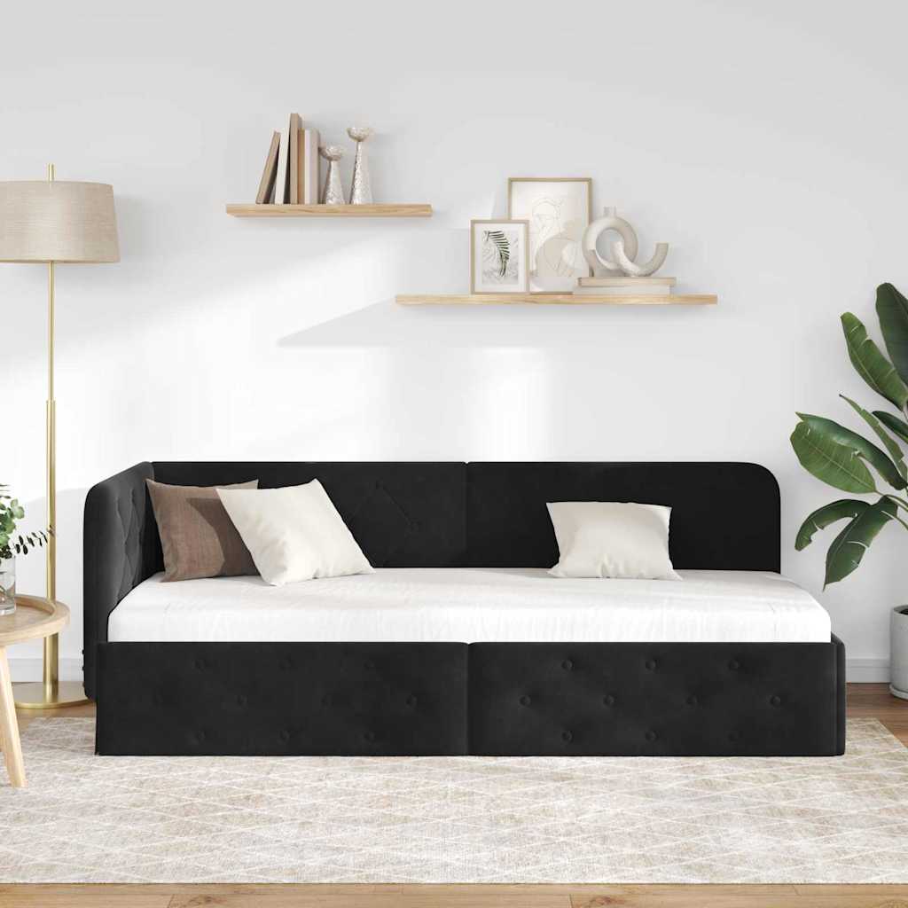 Hoekbedframe Zwart 80 x 200 cm Fluweel is nu te koop bij PeponiXL, paradijselijk wonen!