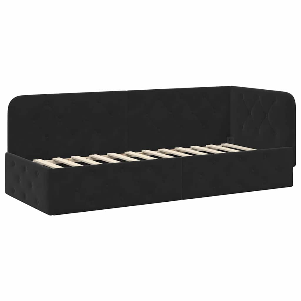 Hoekbedframe Zwart 80 x 200 cm Fluweel is nu te koop bij PeponiXL, paradijselijk wonen!