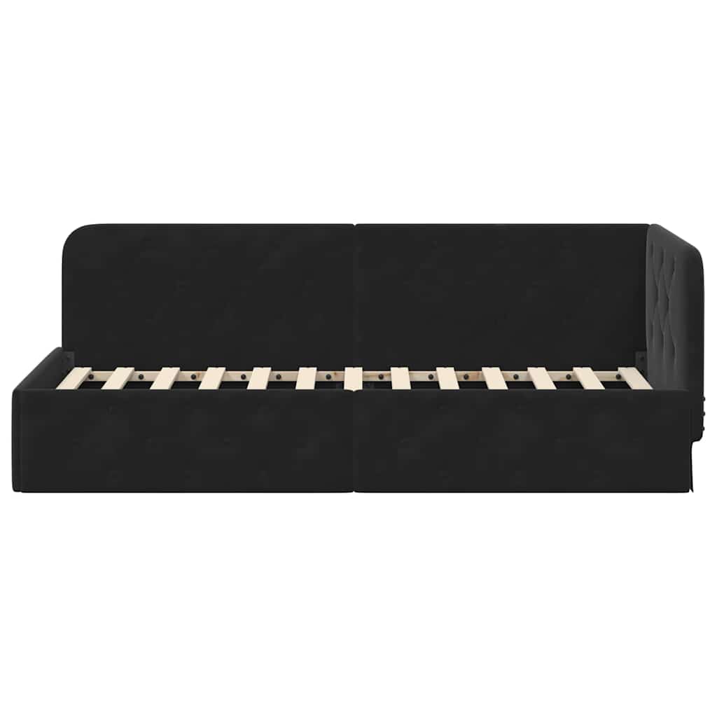 Hoekbedframe Zwart 80 x 200 cm Fluweel is nu te koop bij PeponiXL, paradijselijk wonen!