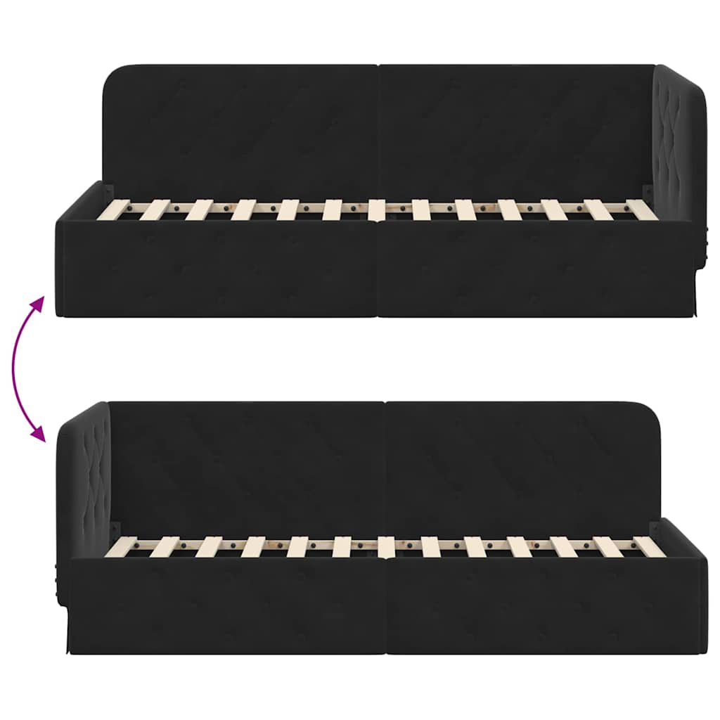 Hoekbedframe Zwart 80 x 200 cm Fluweel is nu te koop bij PeponiXL, paradijselijk wonen!