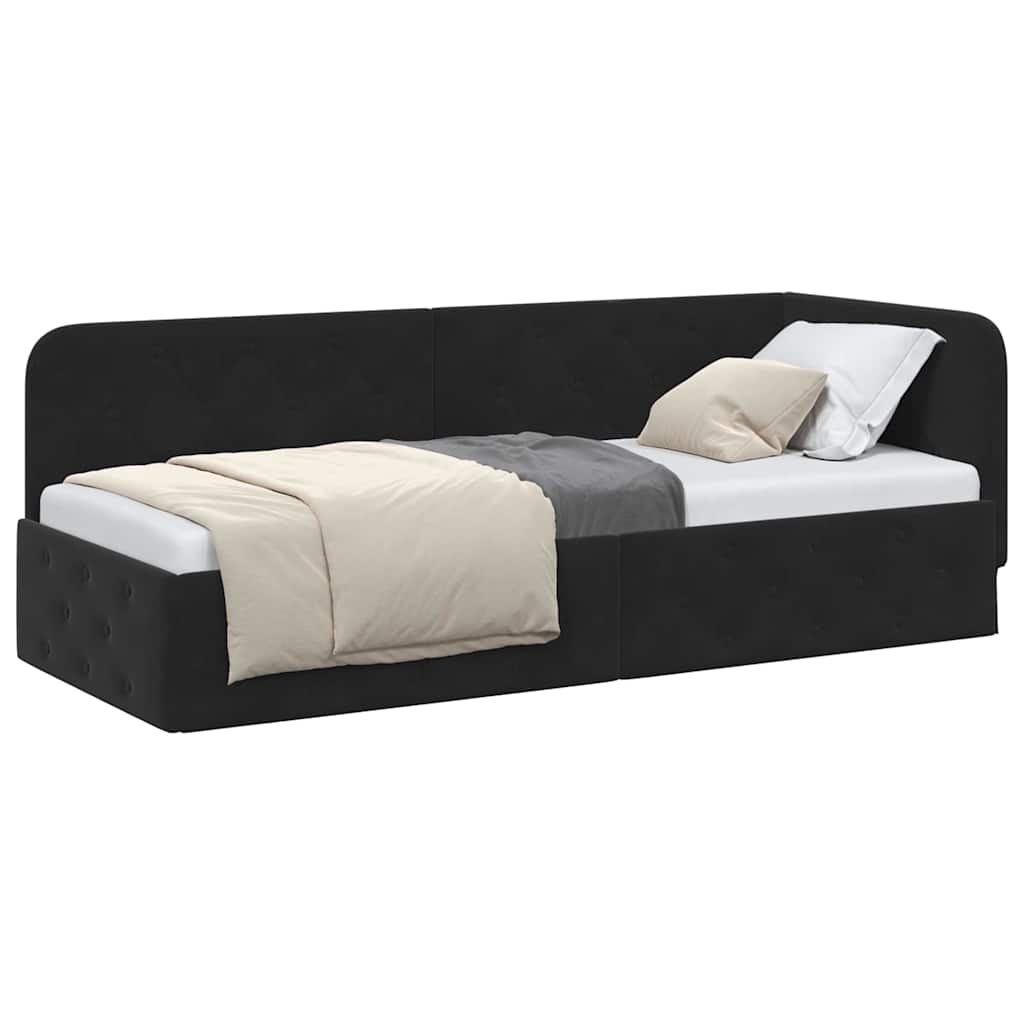 Hoekbedframe Zwart 80 x 200 cm Fluweel is nu te koop bij PeponiXL, paradijselijk wonen!