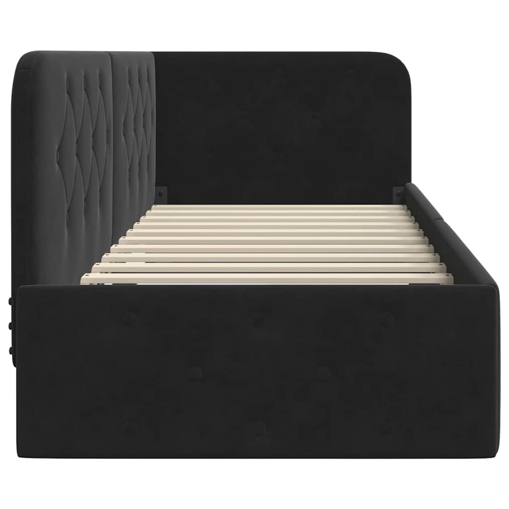 Hoekbedframe Zwart 80 x 200 cm Fluweel is nu te koop bij PeponiXL, paradijselijk wonen!