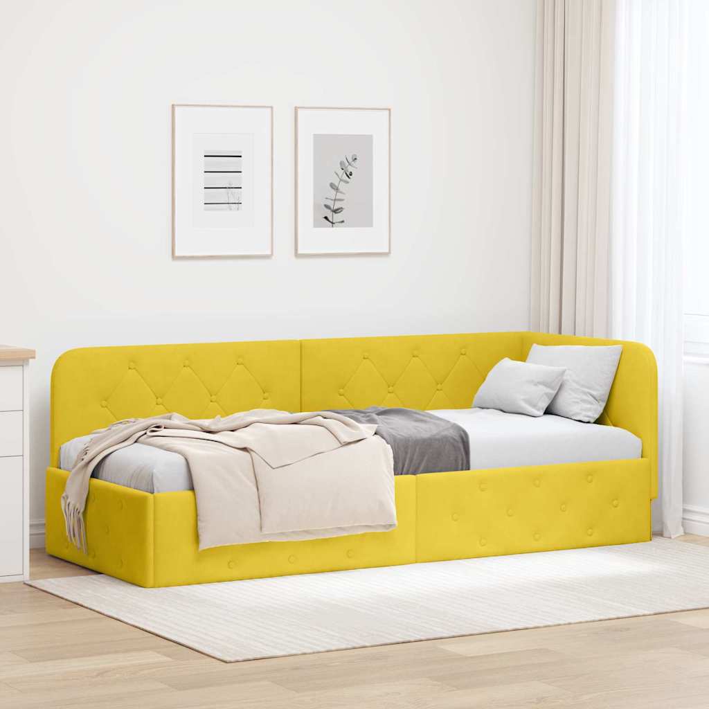 Hoekbedframe Geel 80 x 200 cm Fluweel is nu te koop bij PeponiXL, paradijselijk wonen!
