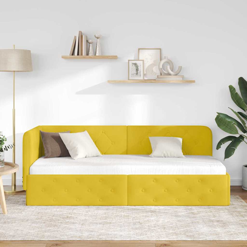 Hoekbedframe Geel 80 x 200 cm Fluweel is nu te koop bij PeponiXL, paradijselijk wonen!