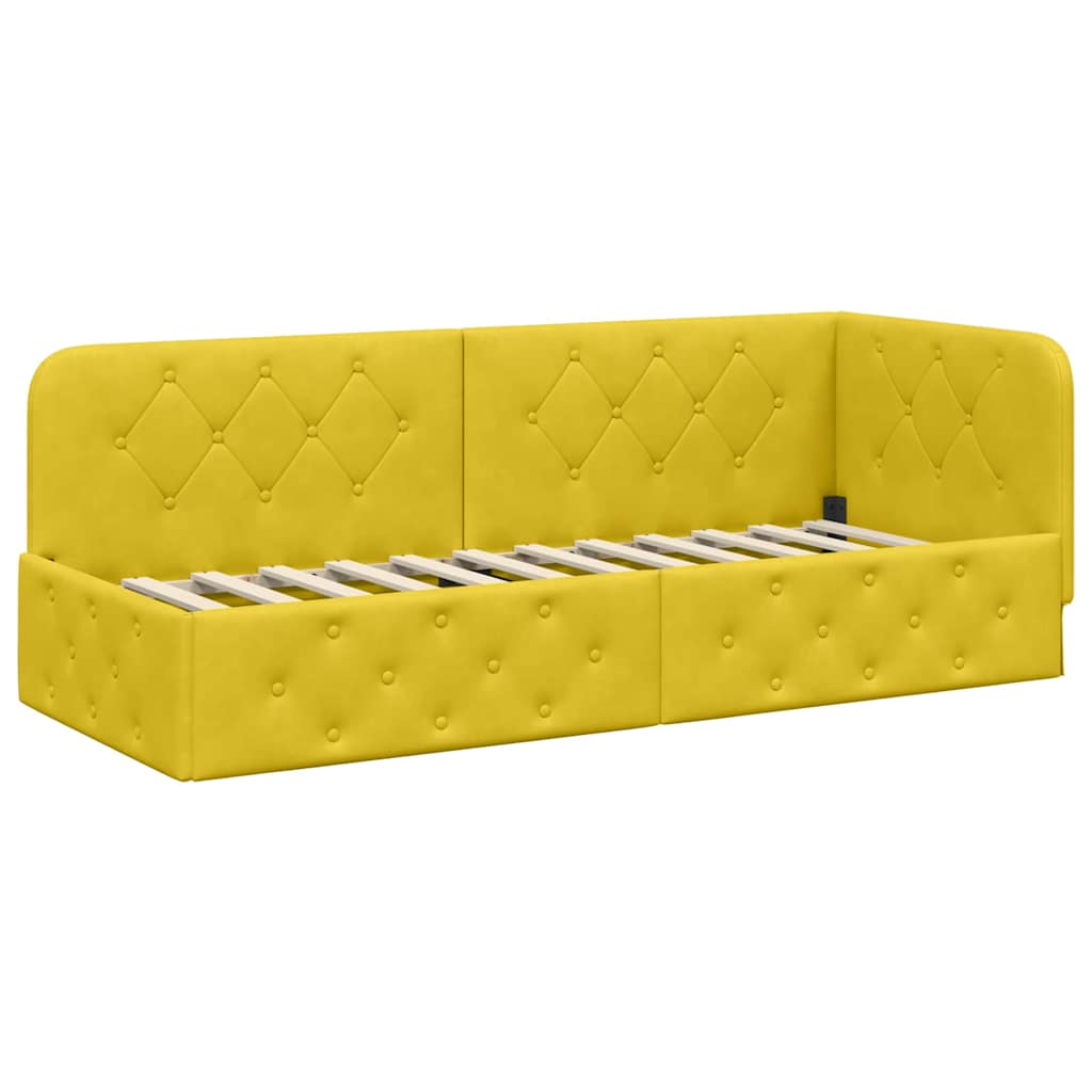 Hoekbedframe Geel 80 x 200 cm Fluweel is nu te koop bij PeponiXL, paradijselijk wonen!