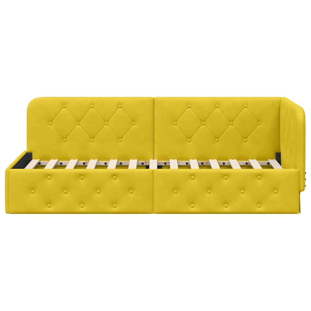 Hoekbedframe Geel 80 x 200 cm Fluweel is nu te koop bij PeponiXL, paradijselijk wonen!