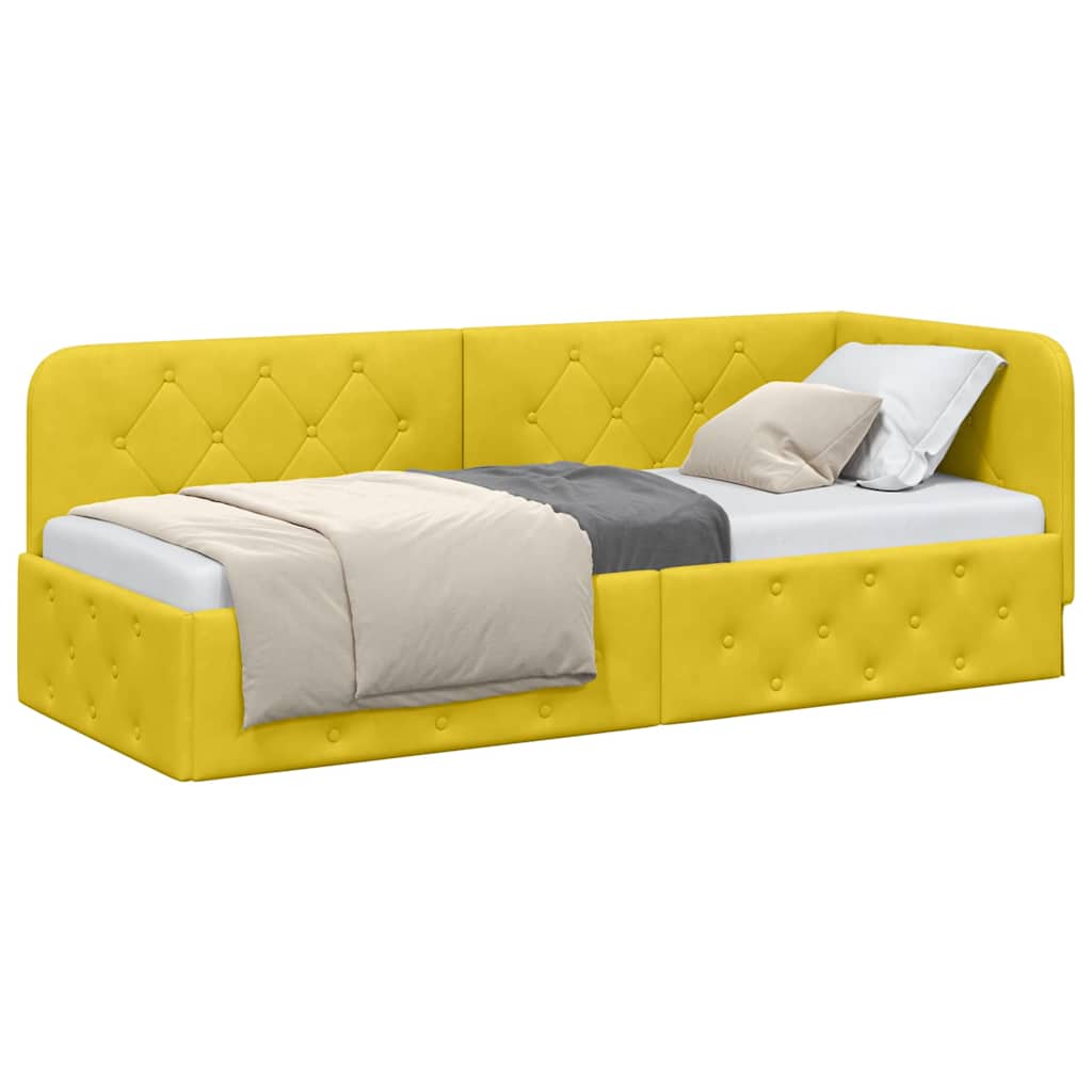 Hoekbedframe Geel 80 x 200 cm Fluweel is nu te koop bij PeponiXL, paradijselijk wonen!