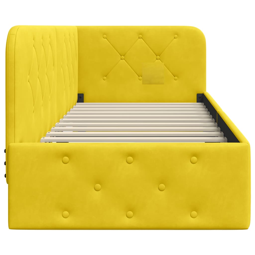 Hoekbedframe Geel 80 x 200 cm Fluweel is nu te koop bij PeponiXL, paradijselijk wonen!