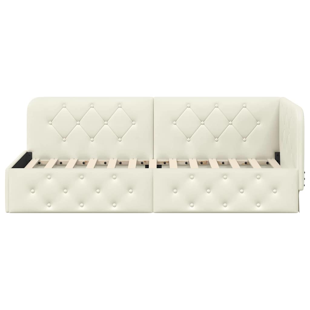 Hoekbedframe Crème 80 x 200 cm Fluweel is nu te koop bij PeponiXL, paradijselijk wonen!