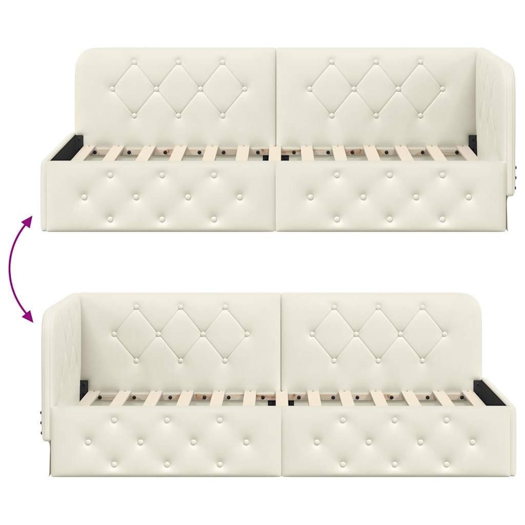 Hoekbedframe Crème 80 x 200 cm Fluweel is nu te koop bij PeponiXL, paradijselijk wonen!