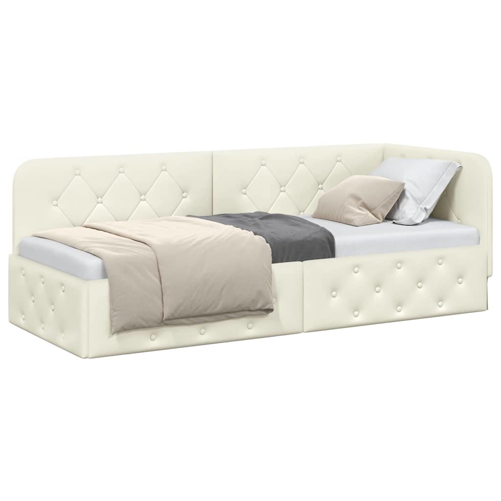 Hoekbedframe Crème 80 x 200 cm Fluweel is nu te koop bij PeponiXL, paradijselijk wonen!