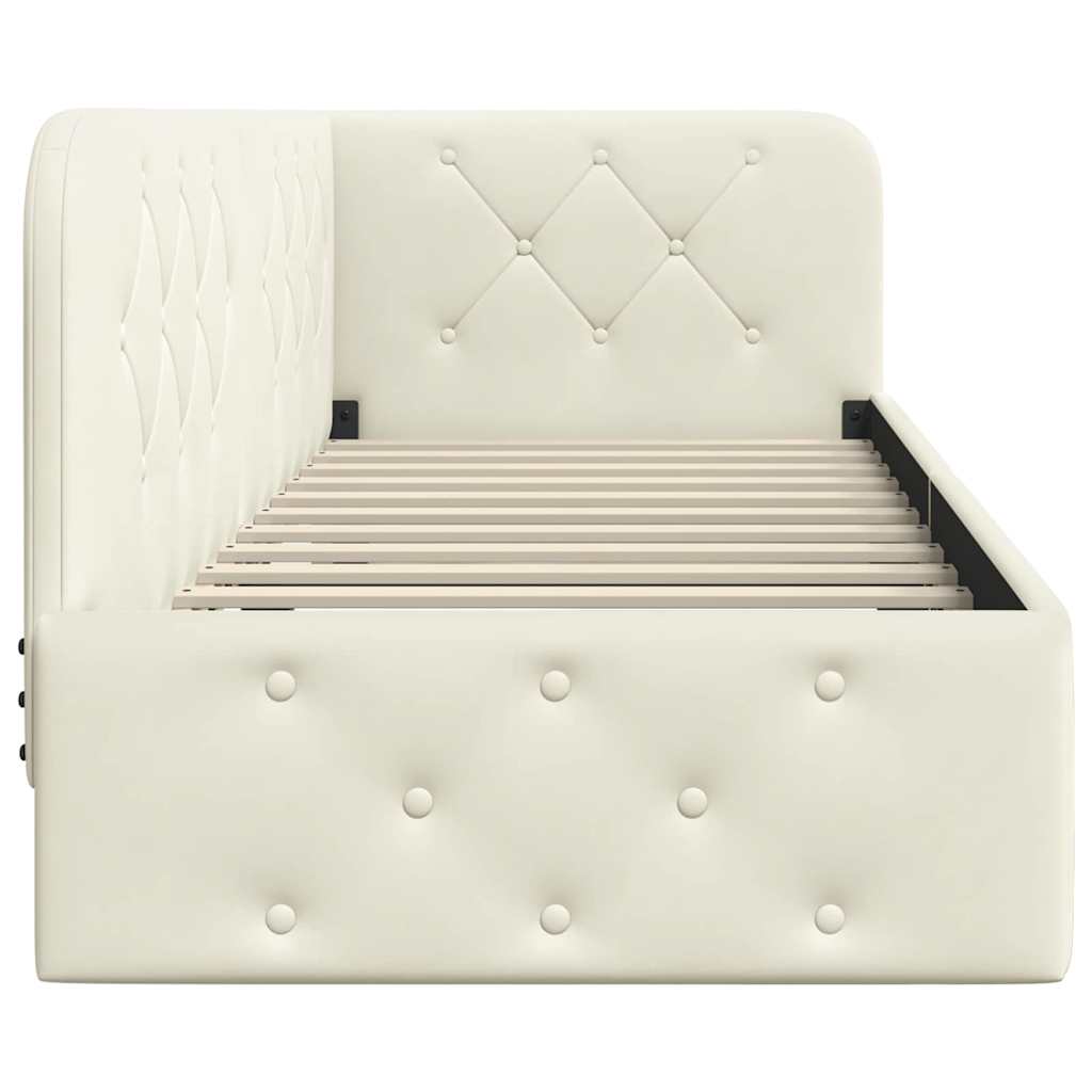 Hoekbedframe Crème 80 x 200 cm Fluweel is nu te koop bij PeponiXL, paradijselijk wonen!