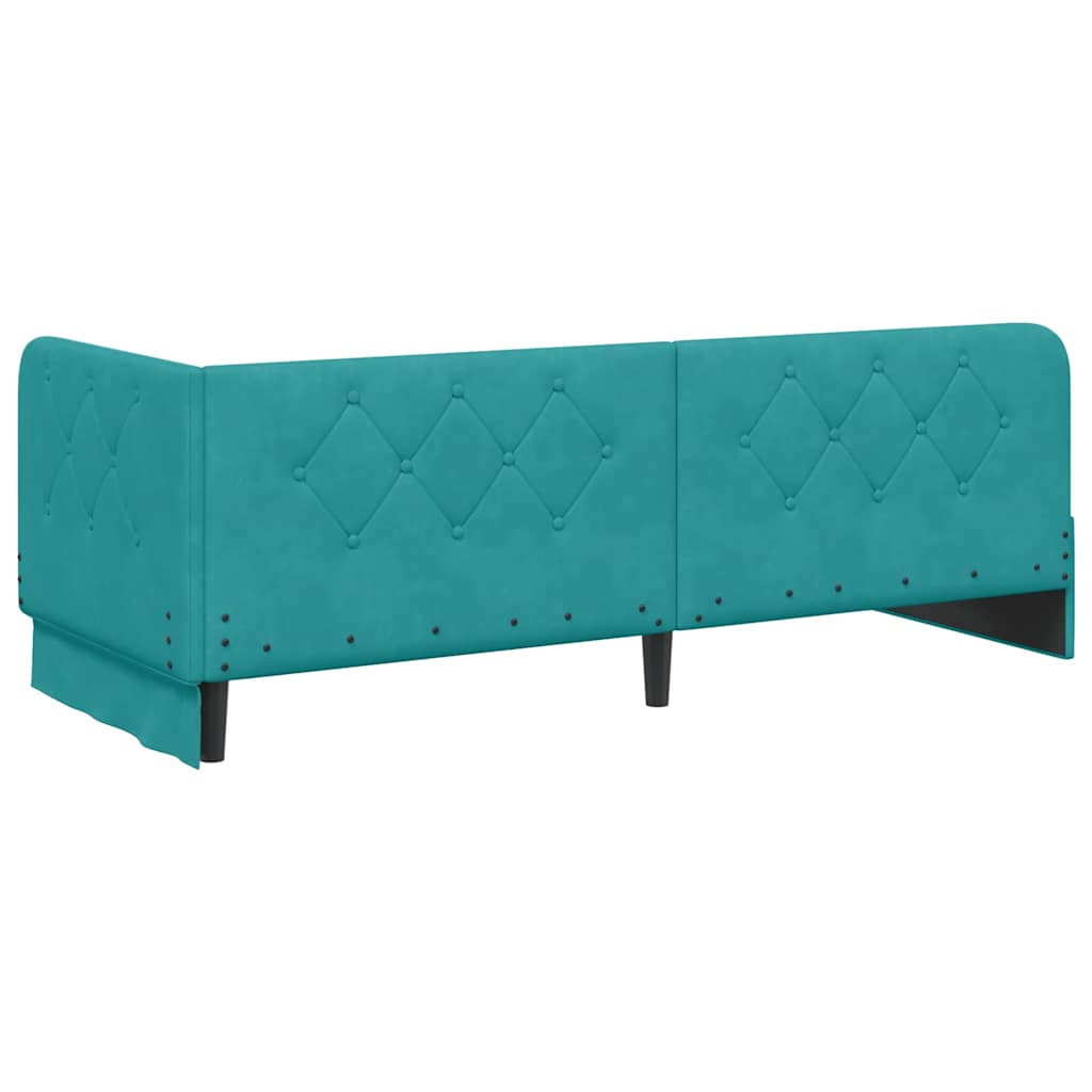 Hoekbedframe Turquoise 80 x 200 cm Fluweel is nu te koop bij PeponiXL, paradijselijk wonen!