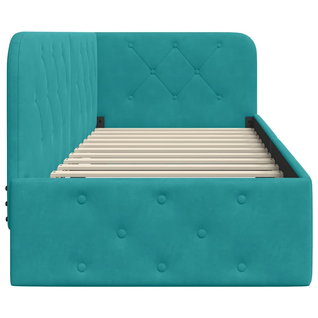 Hoekbedframe Turquoise 80 x 200 cm Fluweel is nu te koop bij PeponiXL, paradijselijk wonen!