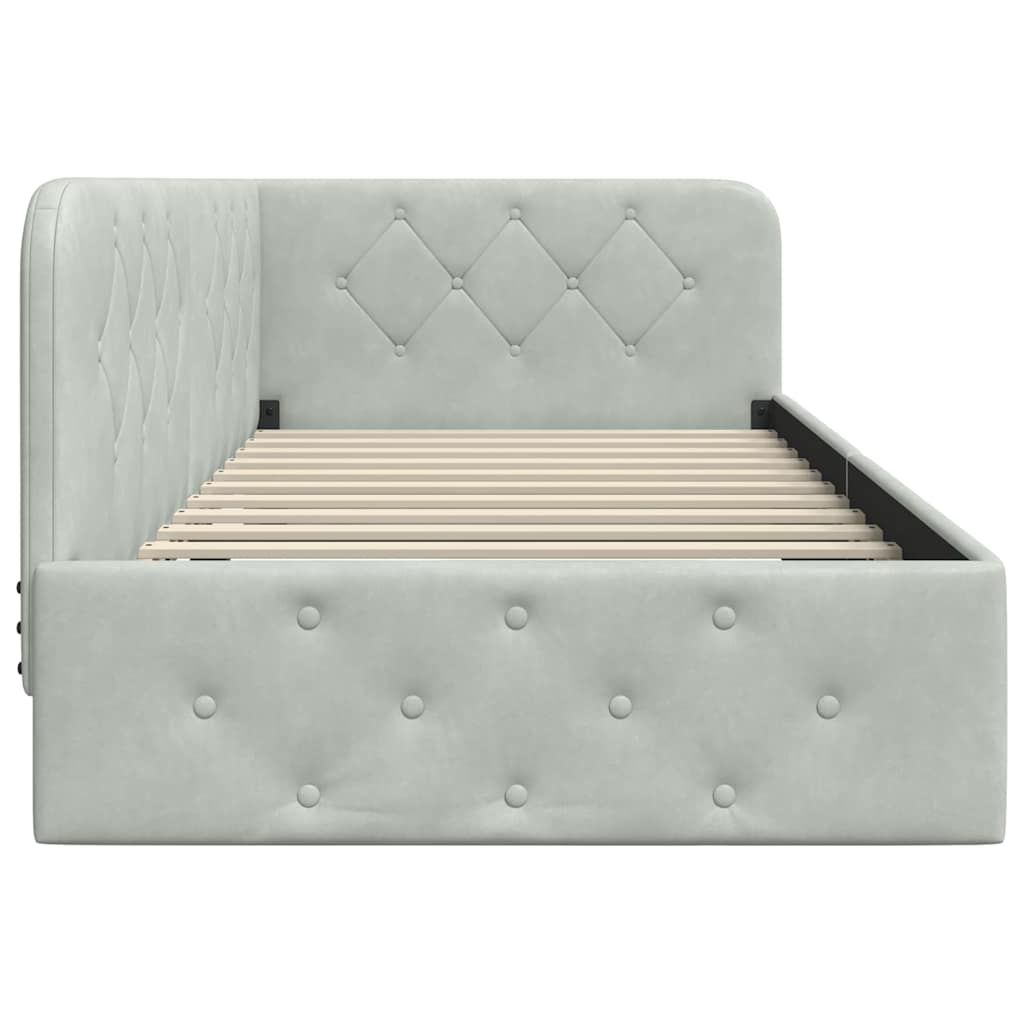 Hoekbedframe Lichtgrijs 90 x 190 cm Fluweel is nu te koop bij PeponiXL, paradijselijk wonen!