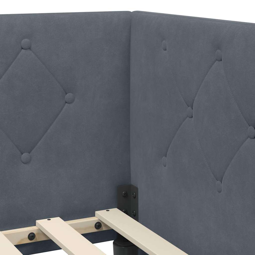 Hoekbedframe Donkergrijs 90 x 190 cm Fluweel is nu te koop bij PeponiXL, paradijselijk wonen!