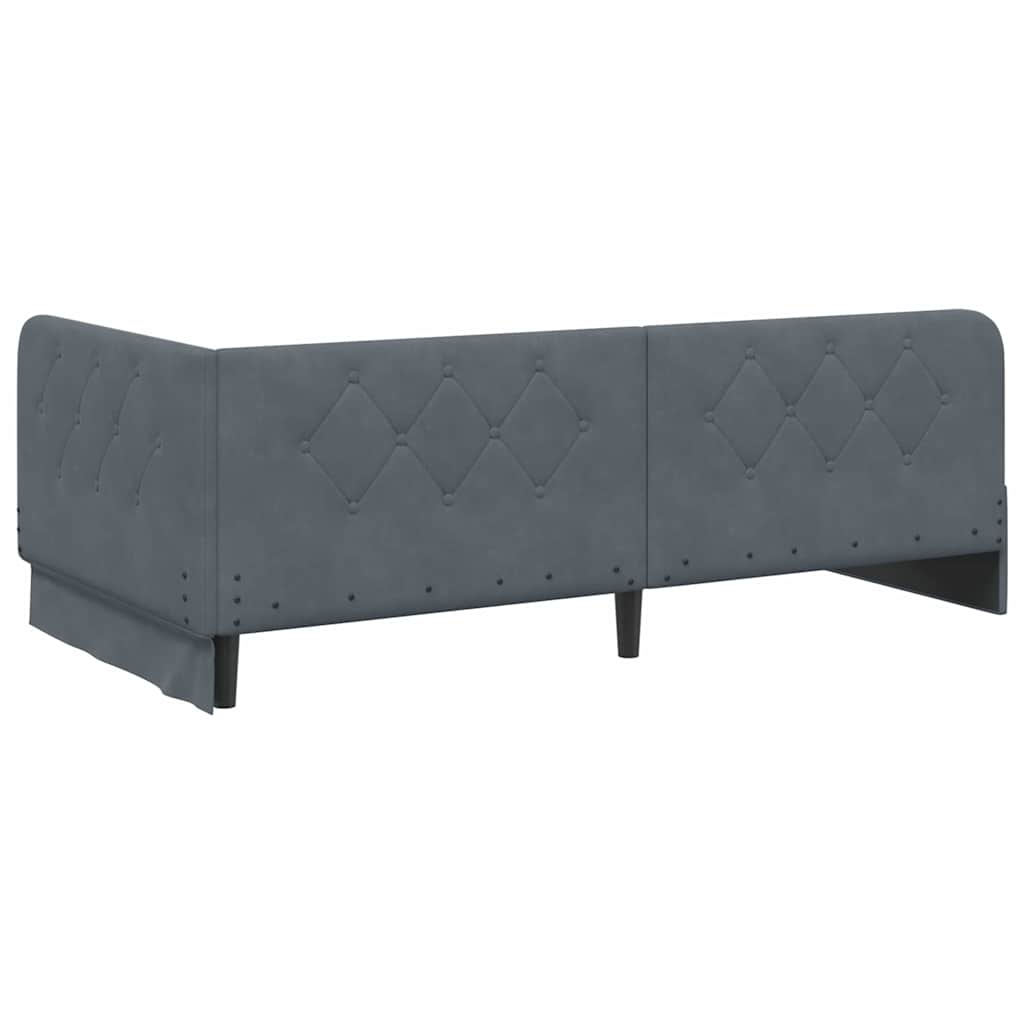 Hoekbedframe Donkergrijs 90 x 190 cm Fluweel is nu te koop bij PeponiXL, paradijselijk wonen!