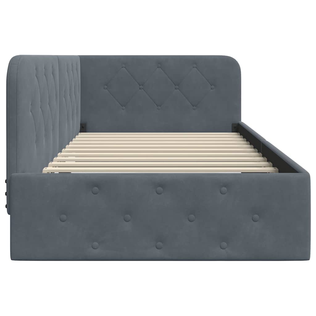 Hoekbedframe Donkergrijs 90 x 190 cm Fluweel is nu te koop bij PeponiXL, paradijselijk wonen!
