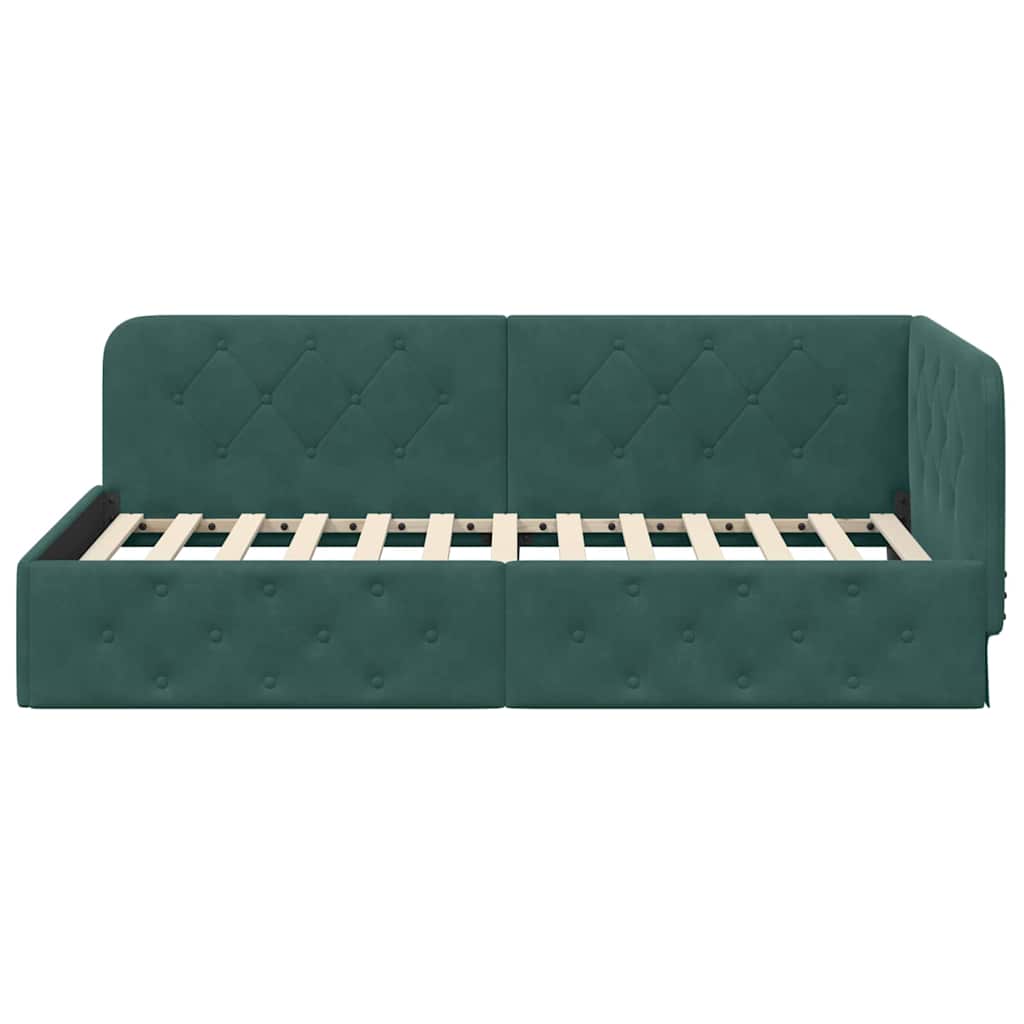 Hoekbedframe Donkergroen 90 x 190 cm Fluweel is nu te koop bij PeponiXL, paradijselijk wonen!