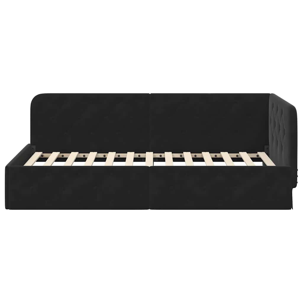 Hoekbedframe Zwart 90 x 190 cm Fluweel is nu te koop bij PeponiXL, paradijselijk wonen!