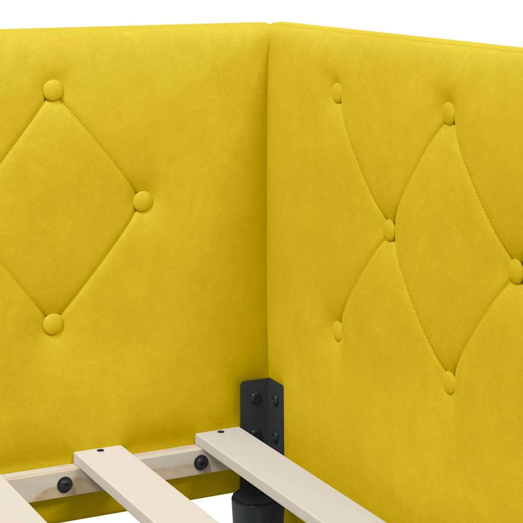 Hoekbedframe Geel 90 x 190 cm Fluweel is nu te koop bij PeponiXL, paradijselijk wonen!