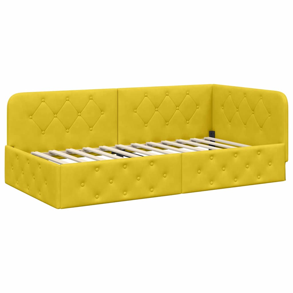 Hoekbedframe Geel 90 x 190 cm Fluweel is nu te koop bij PeponiXL, paradijselijk wonen!
