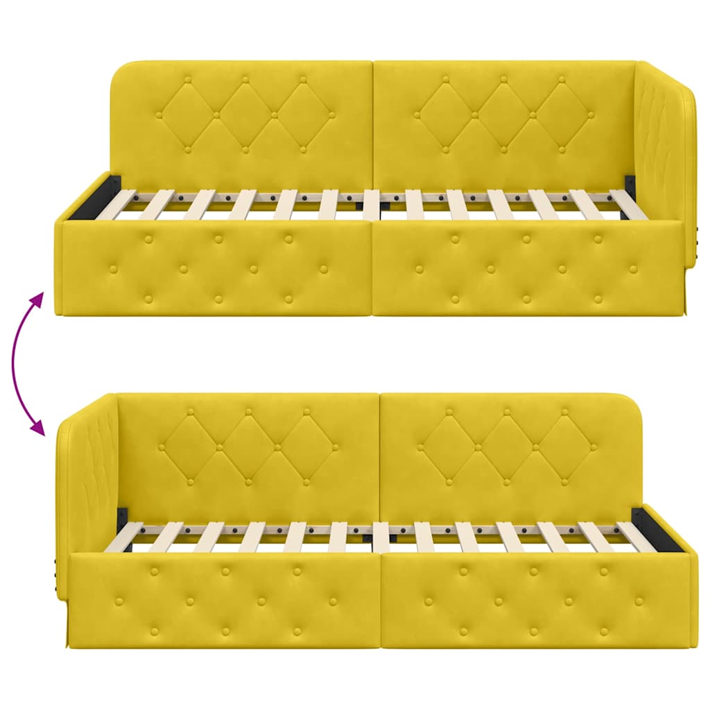 Hoekbedframe Geel 90 x 190 cm Fluweel is nu te koop bij PeponiXL, paradijselijk wonen!