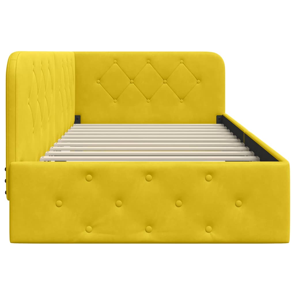 Hoekbedframe Geel 90 x 190 cm Fluweel is nu te koop bij PeponiXL, paradijselijk wonen!