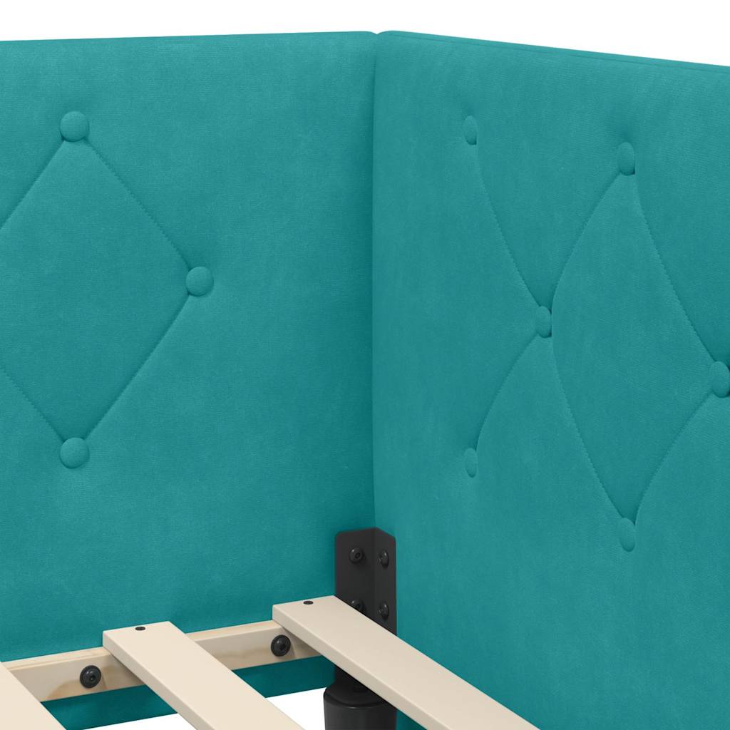 Hoekbedframe Turquoise 90 x 190 cm Fluweel is nu te koop bij PeponiXL, paradijselijk wonen!