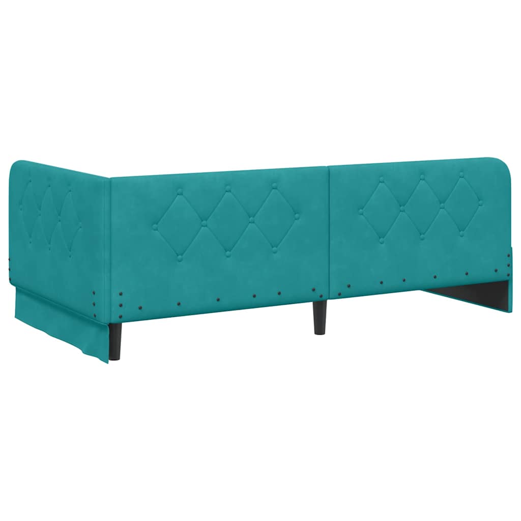 Hoekbedframe Turquoise 90 x 190 cm Fluweel is nu te koop bij PeponiXL, paradijselijk wonen!