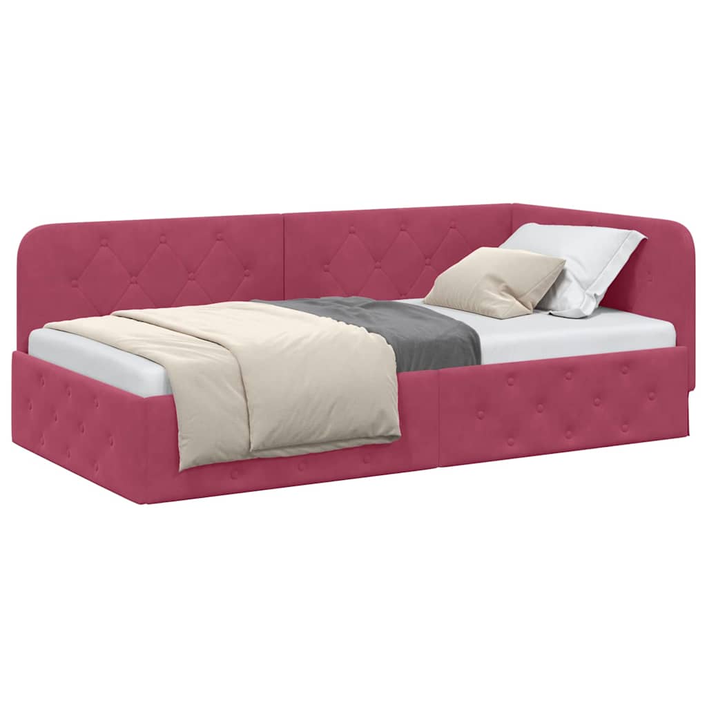 Hoekbedframe Wijnrood 90 x 200 cm Fluweel is nu te koop bij PeponiXL, paradijselijk wonen!