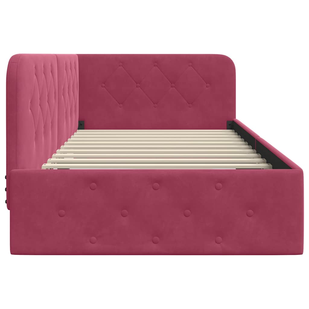 Hoekbedframe Wijnrood 90 x 200 cm Fluweel is nu te koop bij PeponiXL, paradijselijk wonen!
