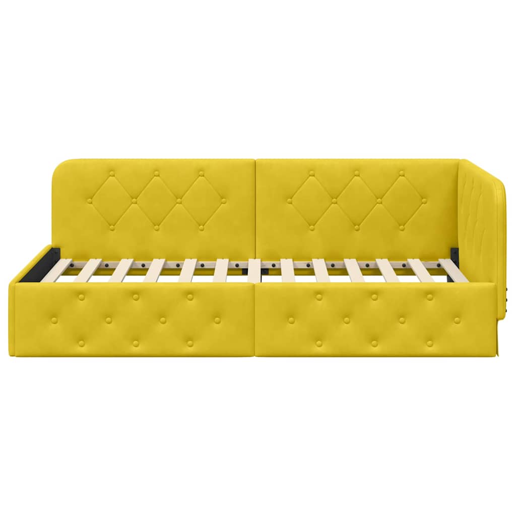 Hoekbedframe Geel 90 x 200 cm Fluweel is nu te koop bij PeponiXL, paradijselijk wonen!