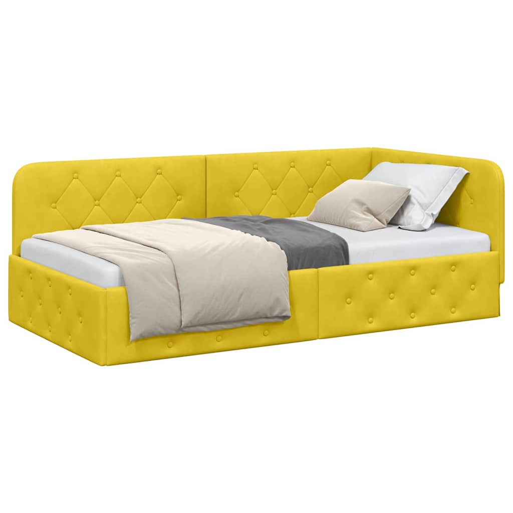 Hoekbedframe Geel 90 x 200 cm Fluweel is nu te koop bij PeponiXL, paradijselijk wonen!