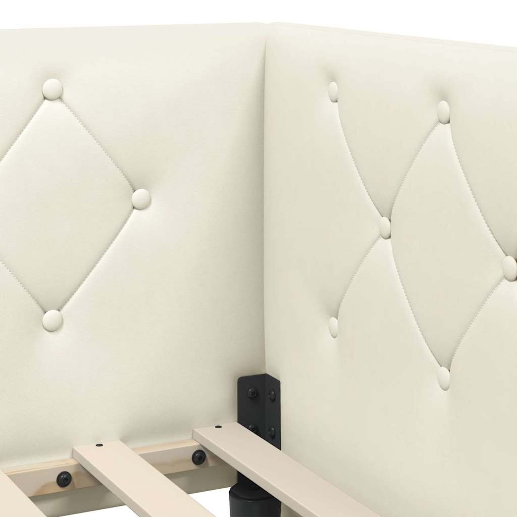 Hoekbedframe Crème 90 x 200 cm Fluweel is nu te koop bij PeponiXL, paradijselijk wonen!