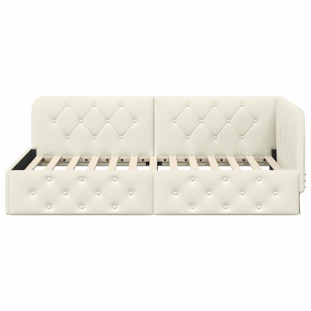 Hoekbedframe Crème 90 x 200 cm Fluweel is nu te koop bij PeponiXL, paradijselijk wonen!