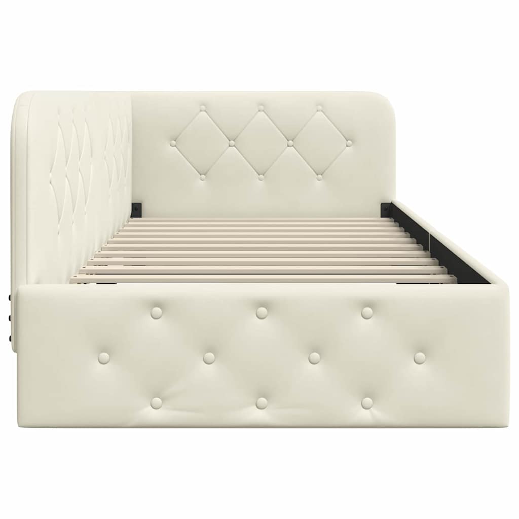 Hoekbedframe Crème 90 x 200 cm Fluweel is nu te koop bij PeponiXL, paradijselijk wonen!