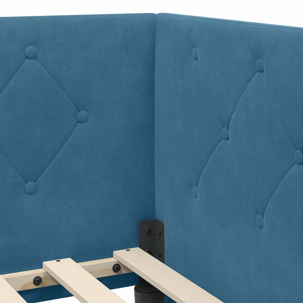 Hoekbedframe Blauw 100 x 200 cm Fluweel is nu te koop bij PeponiXL, paradijselijk wonen!