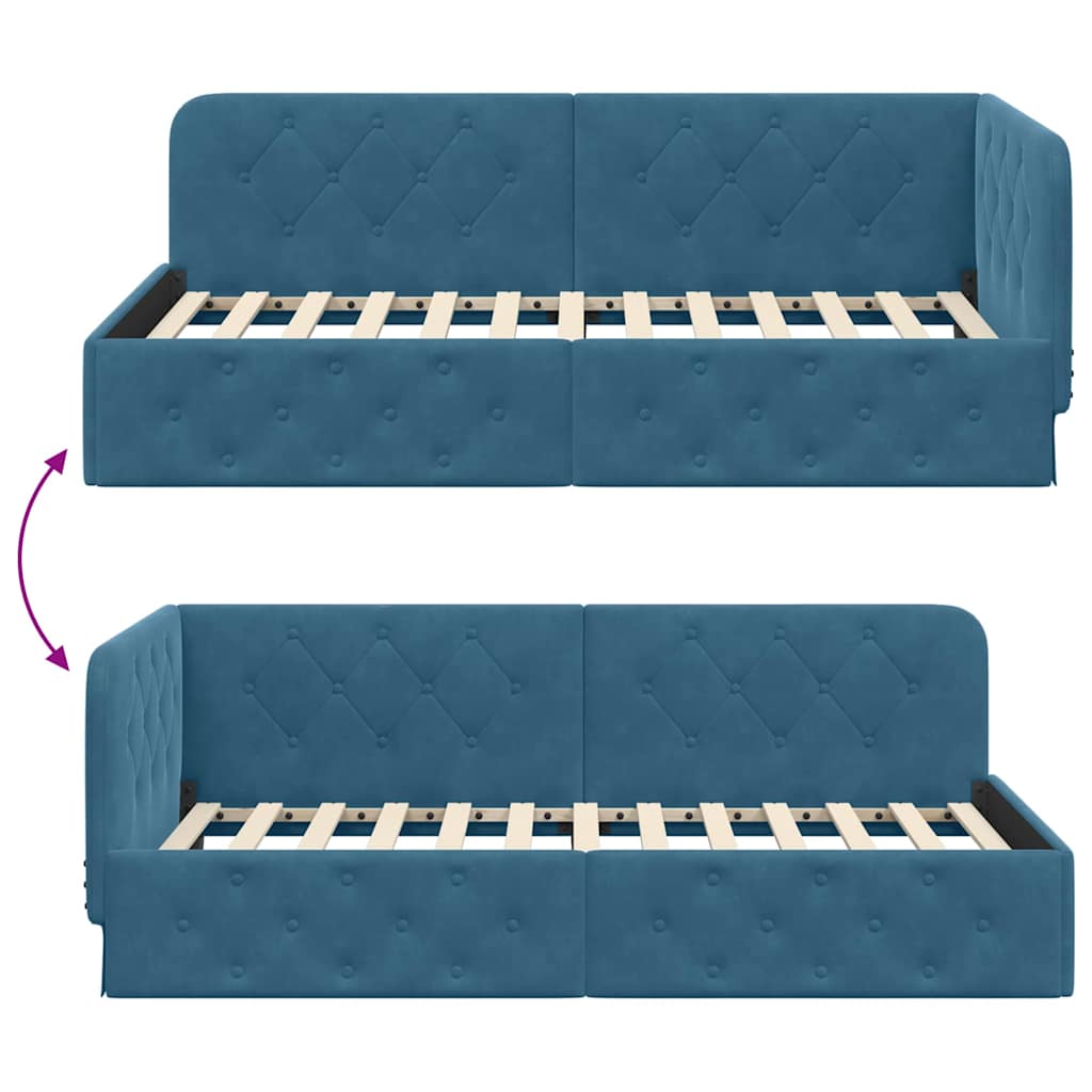 Hoekbedframe Blauw 100 x 200 cm Fluweel is nu te koop bij PeponiXL, paradijselijk wonen!