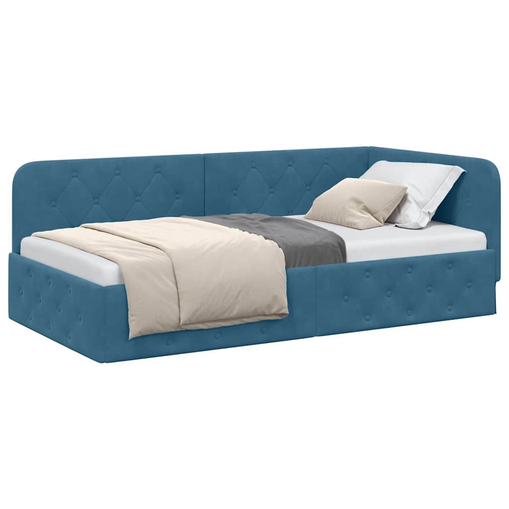 Hoekbedframe Blauw 100 x 200 cm Fluweel is nu te koop bij PeponiXL, paradijselijk wonen!