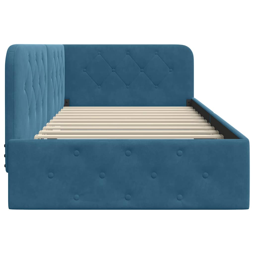 Hoekbedframe Blauw 100 x 200 cm Fluweel is nu te koop bij PeponiXL, paradijselijk wonen!