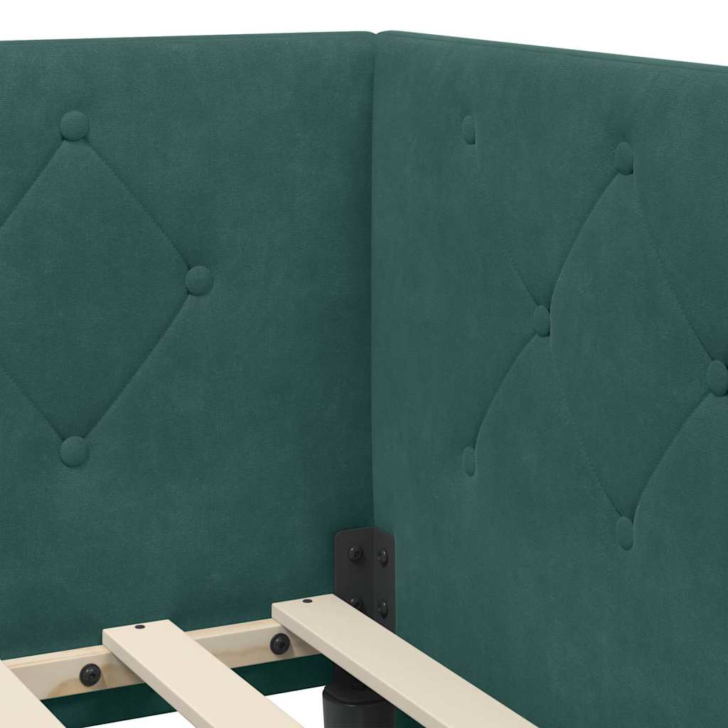 Hoekbedframe Donkergroen 100 x 200 cm Fluweel is nu te koop bij PeponiXL, paradijselijk wonen!
