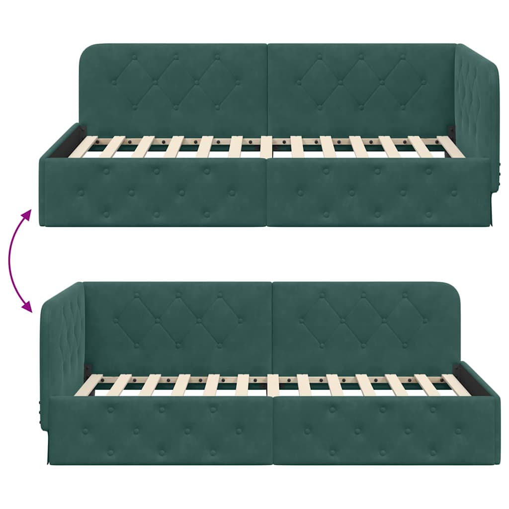 Hoekbedframe Donkergroen 100 x 200 cm Fluweel is nu te koop bij PeponiXL, paradijselijk wonen!