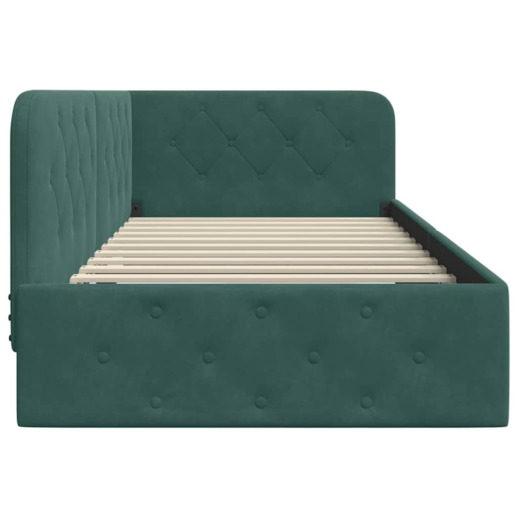 Hoekbedframe Donkergroen 100 x 200 cm Fluweel is nu te koop bij PeponiXL, paradijselijk wonen!