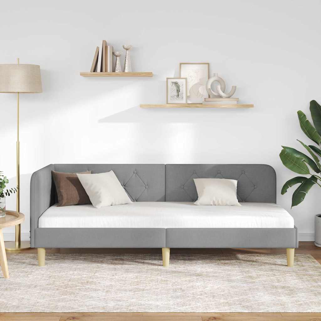 Hoekbedframe Lichtgrijs 80 x 200 cm Stof is nu te koop bij PeponiXL, paradijselijk wonen!