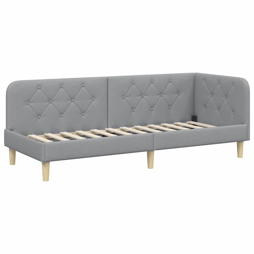 Hoekbedframe Lichtgrijs 80 x 200 cm Stof is nu te koop bij PeponiXL, paradijselijk wonen!