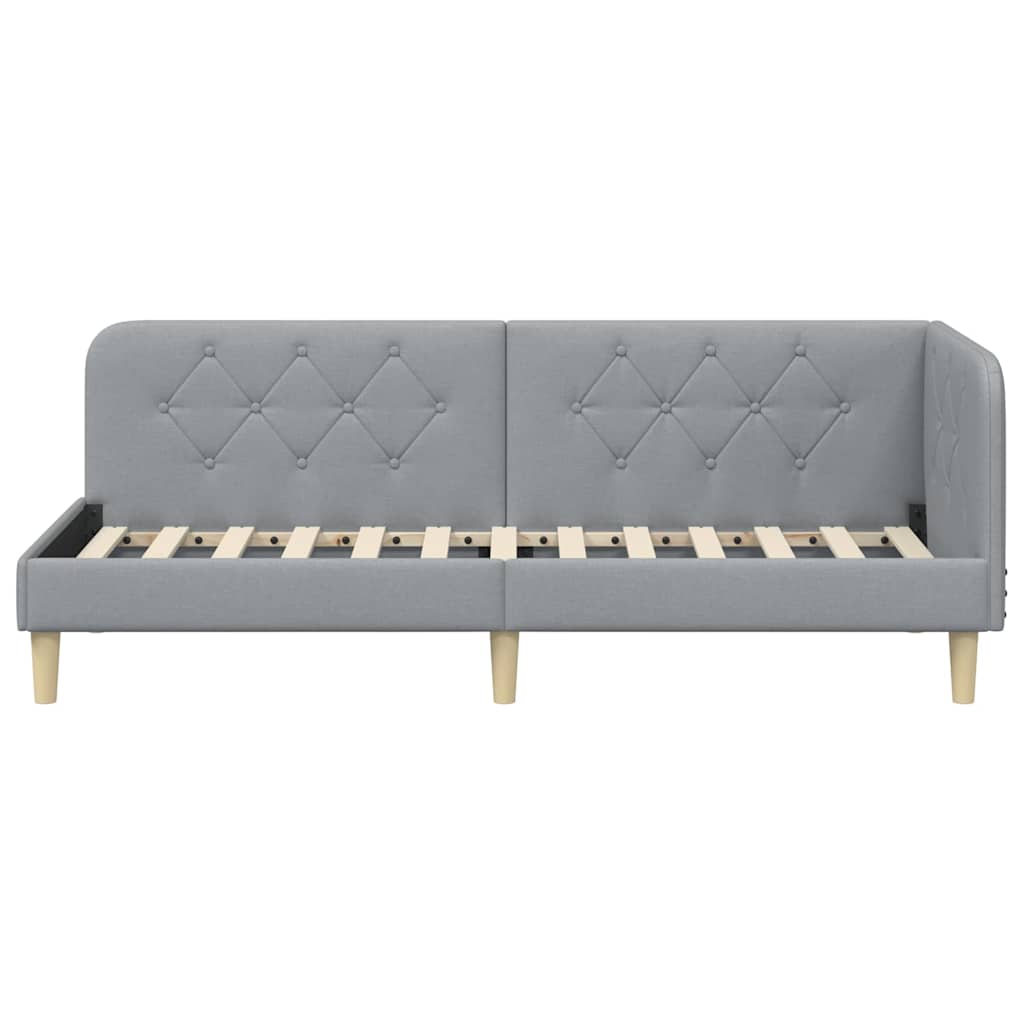 Hoekbedframe Lichtgrijs 80 x 200 cm Stof is nu te koop bij PeponiXL, paradijselijk wonen!