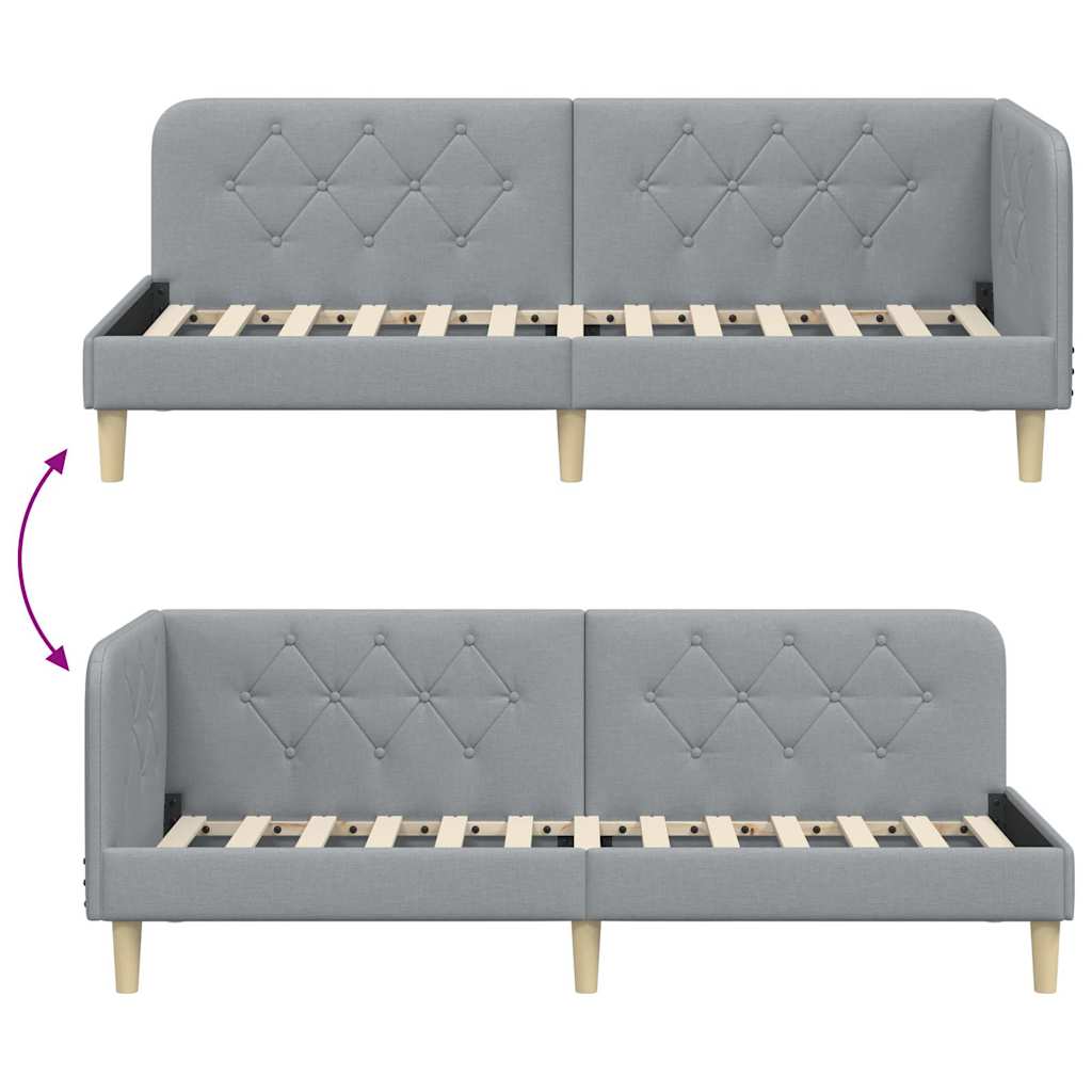 Hoekbedframe Lichtgrijs 80 x 200 cm Stof is nu te koop bij PeponiXL, paradijselijk wonen!