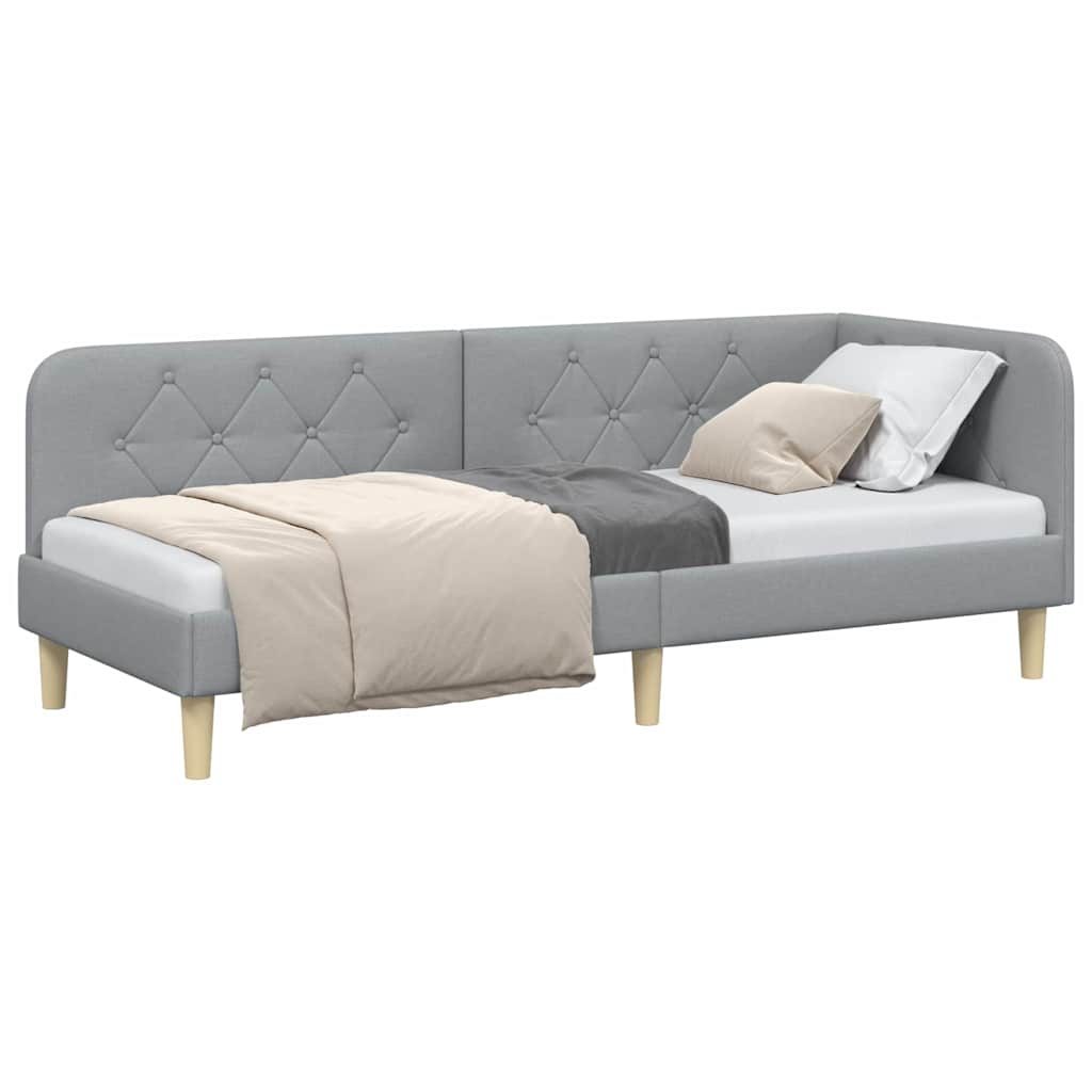 Hoekbedframe Lichtgrijs 80 x 200 cm Stof is nu te koop bij PeponiXL, paradijselijk wonen!